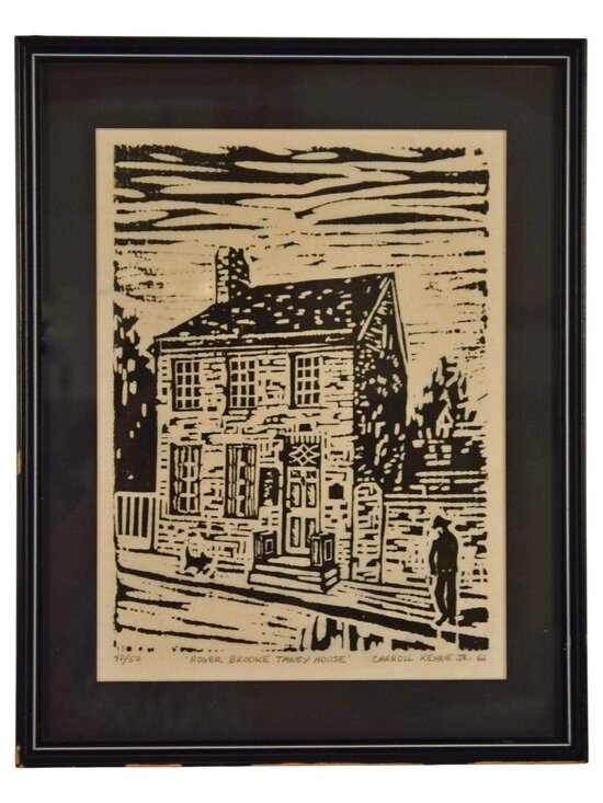 Other - Carroll Kehne Jr., Roger Brooke Taney House Woodcut Print Signed